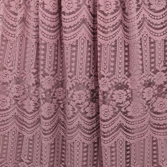 Vintage 1970's Mauve Pink PROM Maxi DRESS & JACKET Sheer Sleeves & Lace Overlay - Picture 7 of 14